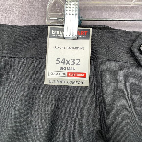 Roundtree Yorke Travel Smart Pants 54x32 GrayGabardine Classic Fit Flat Front - Picture 4 of 6